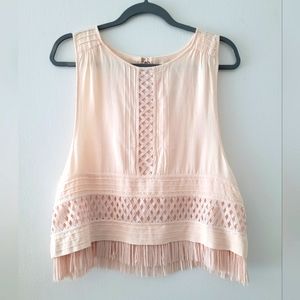 Fringed hem tank blouse
